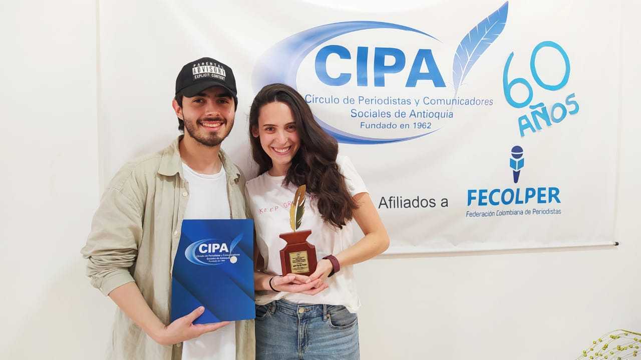 Natalia Ceballos y Felipe Restrepo, estudiantes de la Facultad de Comunicación Social - Periodismo de la UPB
